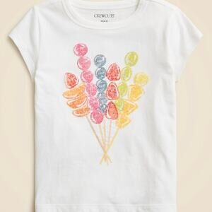 J Crew Crewcuts Top Girls Tanghulu Sequin Graphic Tee Small 4-6 White